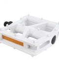 BMX T Bar Pedals One Half Inch White Durable Nylon And Fiber Body With Heat Treated Chromoly Spindle Molded Pins Side View