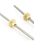 Stainless Steel Lead Screw 304 T6, 150Mm Length, Trapezoidal Thread With Brass Nut, shown at an angle