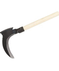 Beast Of A Heavy Duty Double Sickle Scythe For Grass, Bushes And Shrubs with high manganese steel blade and wooden handle