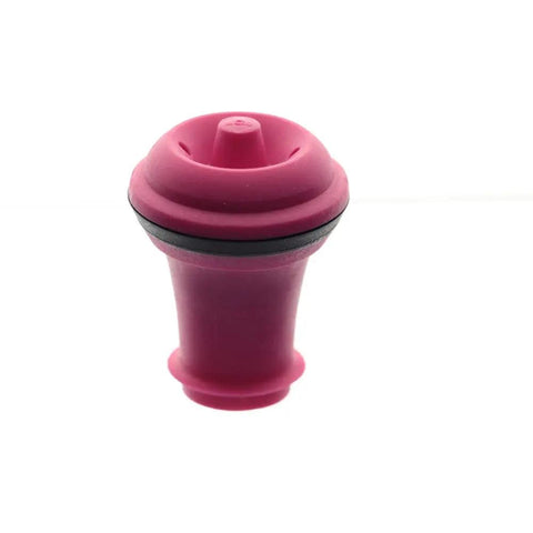 Pink rubber stopper from Three Pack Vacuum Wine Stoppers Set For All Bottle Sizes Reusable Rubber Cork Alternative