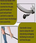 Detailed view of Heavy Duty Sewer Drain Snake Tough As Nails Unblocking Cable with grip handle for effective clog removal.