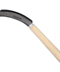 Harvest Sickle With Wooden Handle, Serrated 5 Inch Blade, Straight End For Clean Cuts, Garden Tool For Row Crops And Thick Stems