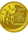Gold circular Family Choice Award 2026 badge.