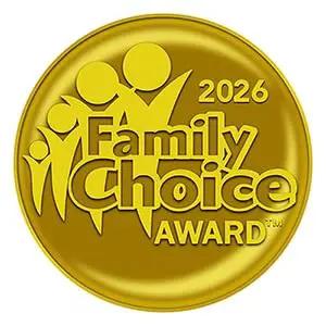 Family Choice Award 2026 gold medal with figures and text