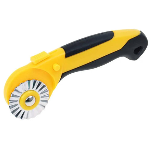 45Mm Rotary Cutter Kit With 9 Extra Blades For Fabric Quilting And Crafting, Including Five Straight Blades, Two Pinking Blades, And Two Skip Blades, Safety Sliding Button For Easy Blade Exposure