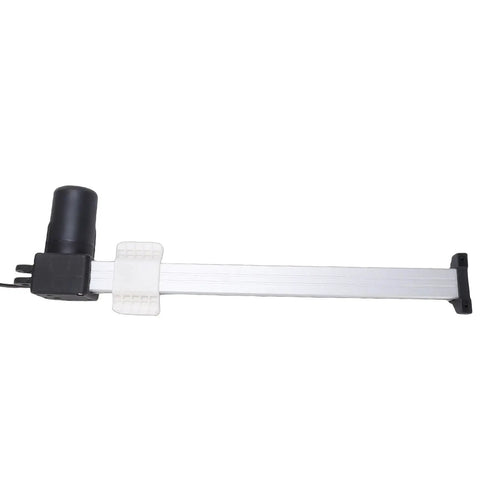 Heavy Duty 400 Mm Linear Electric Actuator With Strong Dc Motor mounted on an aluminum slide for smooth silent lift in furniture.
