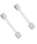 Two Six Pack Safety Locks For Cabinets And Refrigerator with Adjustable Length and ABS Plastic in white.