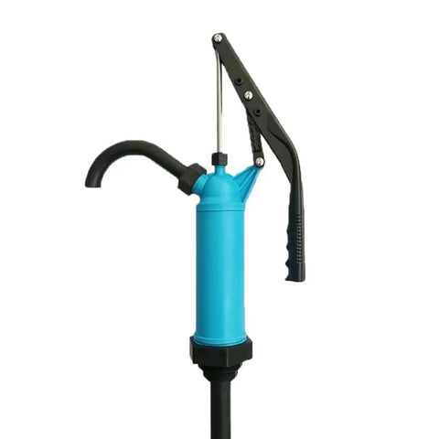Hand Crank Fuel Transfer Pump For 55 Gallon Drums, Heavy Duty Barrel Pump For Diesel And Oils, Manual Drum Pump With Ergonomic Handle, A Real Workhorse For Water Cleaners And Hydraulic Fluid on blue PP body