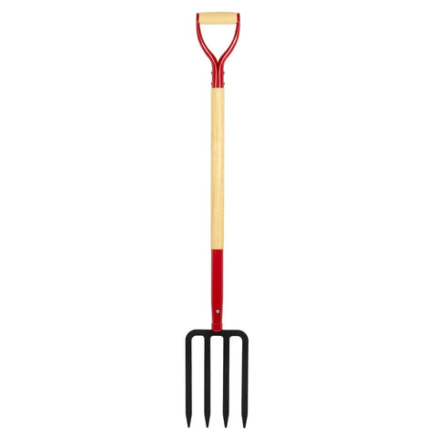 Beefy Heavy Duty Garden Fork With Wooden Handle 4 Tine Pitch Fork For Digging And Compost 45 Inch Long Manganese Steel Head With Anti Rust Coating Durable Garden Tool For Soil Prep