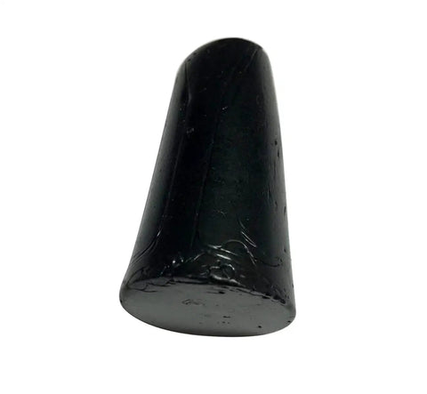 Side view of a black 0.75 in asphalt plug from Three Quarters Inch Asphalt Plugs 25 Pack For Quick Driveway And Pavement Repair No Sweat Easy Patch Weather Resistant Blacktop Patch For Potholes Great For Driveways Street Shoulders And Parking Areas.