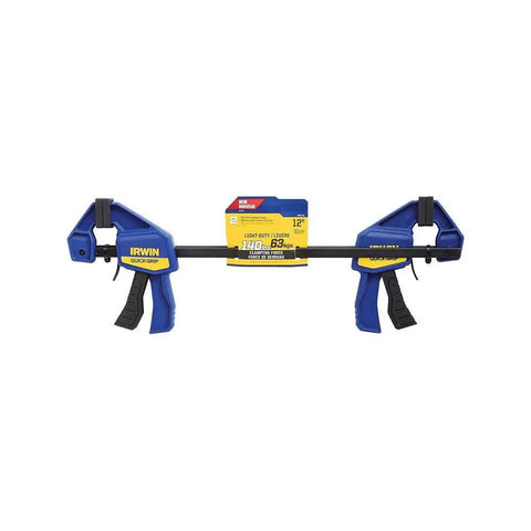 One-Handed Mini Bar Clamp Set 12 Inch Quick Release Non Marring Pads 140 Lb Clamp Force Resin Body With Hardened Steel Bar 2 Pack