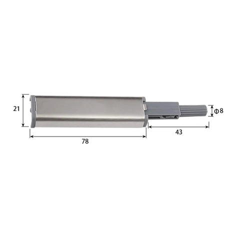 14 Pack Adjustable Tongue Distance Magnetic Door Catches For Cabinets And Wardrobes shown with dimensions and push open latch