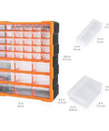 Wall Mount Cabinet Organizer With 39 Drawers And Removable Dividers, Doubles Capacity To 78 Compartments For Hardware, Craft Supplies, And Small Parts, DIY Friendly, Black And Orange Plastic Garage Storage System, 15 By 6.3 By 18.6 Inches