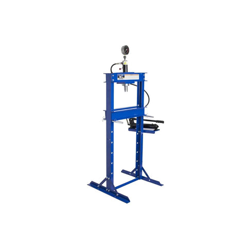 12 Ton Shop Press For Garages, DIYers, And Repair Shops With Fast Pump, 6.9 Inch Stroke, Heavy Duty H Frame, Multi Position Bed, 2400 Lb Capacity, Oil And Dirt Resistant, Extra Long Handle