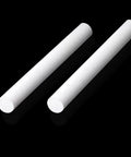 White PTFE Round Rod 1/2-Inch Diameter And 12-Inch Length, 2 Pack - Low Friction, Built-To-Last Rod on black background