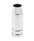 MB25 MIG Nozzle Guard Conical Welding Shroud For Binzel Style Tips, Pro Grade Fit With Leak-Proof Air Push, Boosted Shielding Gas Coverage For Porosity-Free Welds And Cleaner MB25 Torch Performance. Silver metal conical MB25 MIG nozzle guard for Binzel-style tips