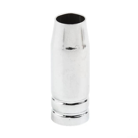 MB25 MIG Nozzle Guard Conical Welding Shroud For Binzel Style Tips, Pro Grade Fit With Leak-Proof Air Push, Boosted Shielding Gas Coverage For Porosity-Free Welds And Cleaner MB25 Torch Performance. Silver metal conical MB25 MIG nozzle guard for Binzel-style tips