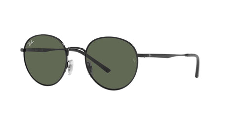 RB3681 Round Sunglasses Unisex 50 mm Frame With 100 Percent UV Protection In Black And Dark Green, side view of frame and lenses