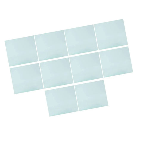Sturdy Polycarbonate Welding Helmet Replacement Lenses, 10 Pack Clear Protective Glass Plates arranged in a grid.