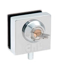 Heavy Duty Chrome Key Lock For Three Eighth Inch Glass Display Case Slips Right Onto Tempered Panels With Top Shelf Security.