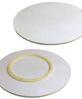 White 24 Inch Lazy Susan Round Turntable Featuring Slick Silent Bearings And Hassle Free Ready To Roll Setup Glides Smooth Across Any Tabletop For Quick Kitchen Storage Solutions, showing top and bottom views.