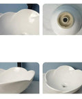 Bathroom Sink Ceramic Vessel Sink Bathroom Creative Petal Ceramic Counter Basin Modern Simple White Wash Basin Bathroom Sink Vessel top and side views