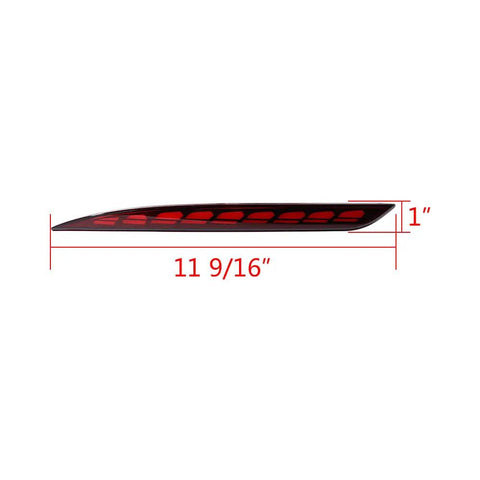 Slick All-In-One Rear Bumper Combo Lights For Tesla Model Y 2020-2023 featuring a slim red light unit, measuring 11 9/16" x 1".