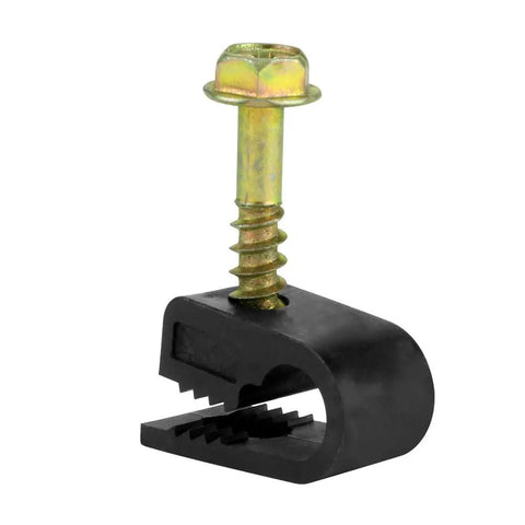 Flexible Cable Clips With Built-In Screw For RG Cables Pack Of 100 Black Easy Install Baseboard Or Door Frame Cable Management Flexible Polyethylene That Will Not Constrict Or Nip Wires For Pre-Wire Or After-Build Routing