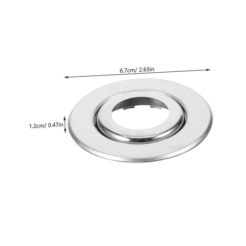Straight Up Sharp Set 5 Pack Decorative Fire Sprinkler Cover Plates, flat stainless cover, 6.7cm, 1.2cm thick, for ceiling installations.