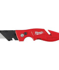 Red Fastback Press And Flip Utility Knife With Belt Clip And Onboard Wire Stripping Set Of 4 Durable Precision Cutting Tool