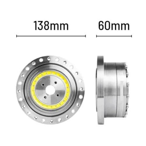 Front and side view of SitoDrive CS 32 II Harmonic Drive CSF 32 II High Precision Strain Wave Gear Reducer for CNC, dimensions 138mm x 60mm