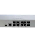 Robust Mx105 Hw Enterprise Network Security Appliance With Straight Up Firewall Vpn Gateway And Advanced Threat Protection For Small Business Sd Wan Router, front view showing ports.