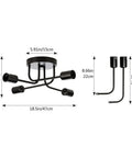 Industrial Semi Flush Mount Four Light Ceiling Fixture With Adjustable Black Metal Branches, E26 Base, dimensions diagram