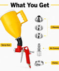 Heavy Duty Wall Texture Sprayer With Large Hopper Gun And Versatile Nozzle Tips for drywall ceilings, includes spray gun and nozzles.