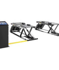 Heavy Duty 9000 Lb Capacity Scissor Vehicle Lift Flush Mount Open Center Design with electric hydraulic power unit.
