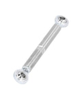 Adjustable Heim Joint Alternator Tensioning Rod Bracket For SBC BBC 350 454 V8 5 1/2 Inch stainless steel design, showing ends clearly.
