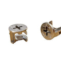 Top Notch Cam Lock Replacements With Flat Tops, 15 X 12mm Dimensions, 10 Piece Kit showing metal cam locks for furniture repairs.