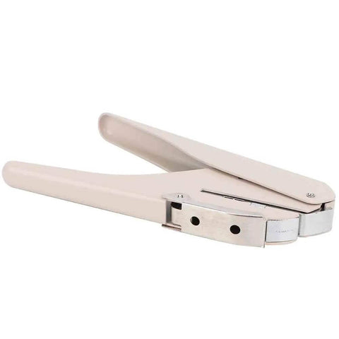 Mushroom Hole Puncher 6 Sheet A4 Capacity, mushroom shaped paper punch, side view, beige finish, desktop stationery tool for office school craft