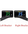 Two NORXI black motorcycle thermometer brackets, left and right, each with a digital temperature display