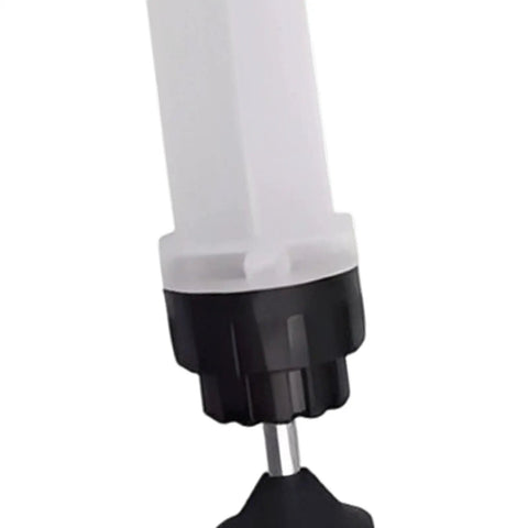 Detail view of Grab This Sweet Manual Oil Extractor Pump for Your Garage Sessions! showing the durable nozzle and graduated cylinder.