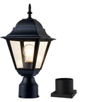 Outdoor Post Light Waterproof Cast Aluminum Lamp Post Fixture With Pier Mount Base Matte Black Sixteen Point Five Inch Lantern.