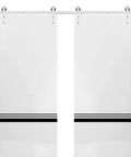 Sturdy Double Barn Door With Hardware Kit For Sliding System 13 Foot Rail Heavy Duty Two Panel Interior Doors White Silk Finish