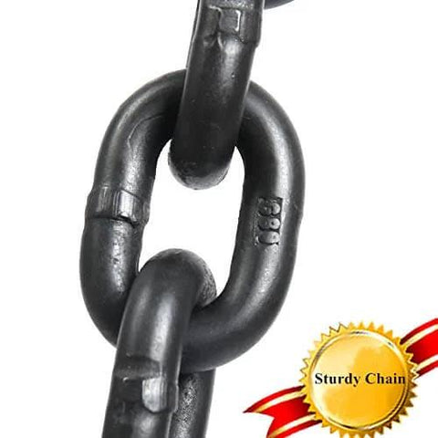 Close-up of black 6 mm chain link for Lever Chain Hoist 3/4 Ton Manual Ratchet Chain Puller Lift 10 Ft Aluminum Hand Wheel 1650 Lbs Capacity