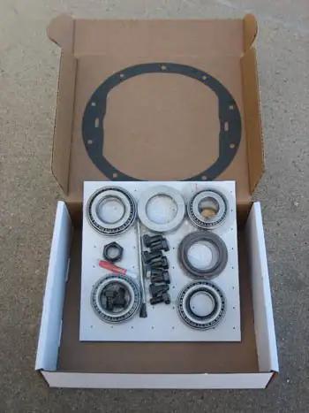 Badass 9.25 Dodge Rearend Guts Package with 31 Spline ZF Posi and 3.92 Ring Pinion Gears Master Install Kit for 2011 Plus Charger Challenger 12 Bolt Drop showing complete bearing and seal set.