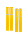 Heavy Duty 4 Pack Bollard Covers 7x52 Inch High Viz Reflective Tape For 6 5 8 Od Posts. Yellow HDPE post covers with reflective stripes.
