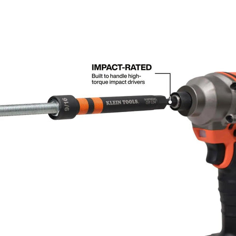 Six Hex Size Hollow Magnetic Nut Driver Set With Extended Reach, 5 Inch Shafts, Color Coded For Easy Identification, 9/16 Inch fitted