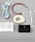 Premium Top Shelf Heavy Duty DC Volt And Amp Meter With Hall Effect Sensor For No Sweat Wiring and Hella Accurate Current Monitoring On Custom Projects, includes meter, wiring, and Hall sensor.