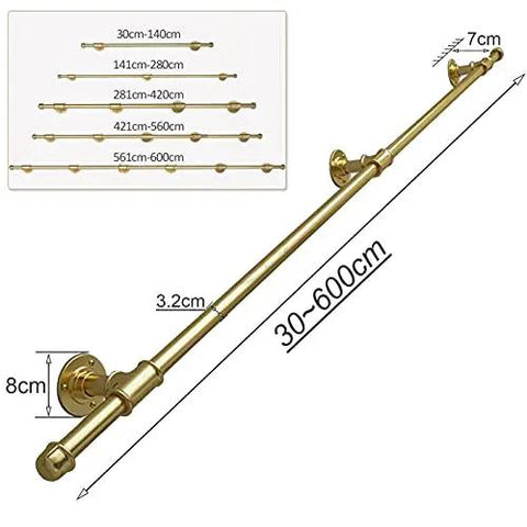 Hella Sturdy Gold Wrought Iron Handrail For Elderly And Kids Safety Stair Railing With No Sweat Indoor Outdoor Grab Complete Kit visible with size 30-600cm and 3.2cm tube.