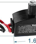 Dimensions of 120V Outdoor Dusk To Dawn Photocell Sensor Hard-Wired Post Light Control shown with wires and ETL listing, 2 pack