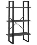 Three Tier Industrial Grey Storage Shelf Engineered Wood Freestanding Bookcase For Living Room And Basement, 11.8 X 23.6 X 41.3 In
